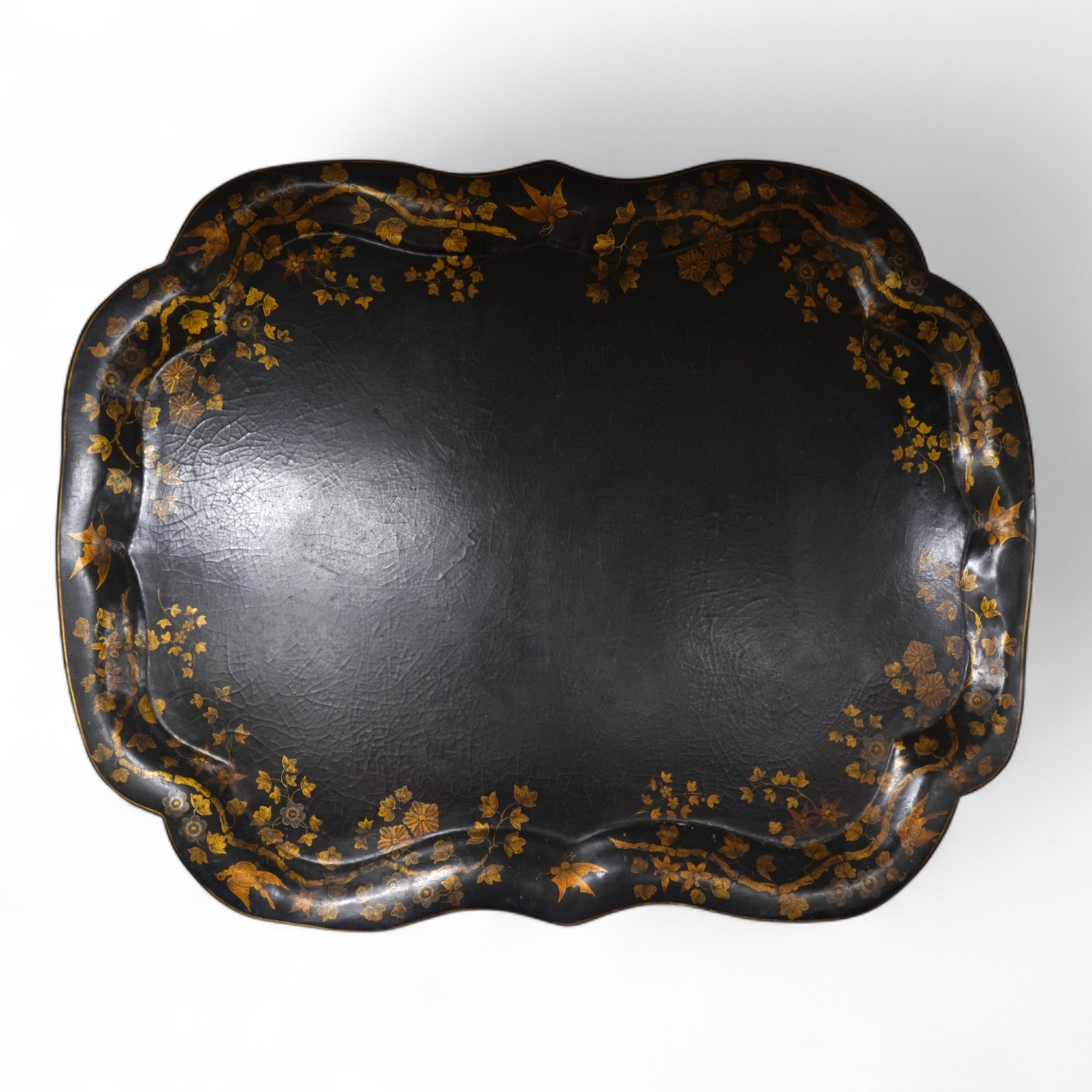 A large 19th century papier mache tray, 73cm wide